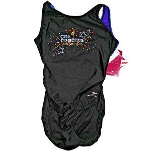 Motionwear Gymnastics Leotard CGA Coaches Spectacular Black/Blue Adult Small NWT